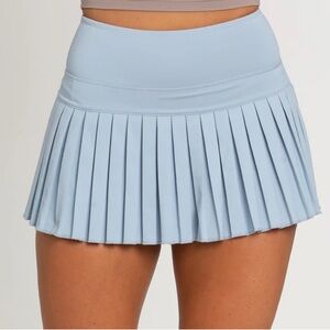 Gold Hinge Pleated Light Blue Women's Skirt